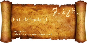 Fai Árpád névjegykártya